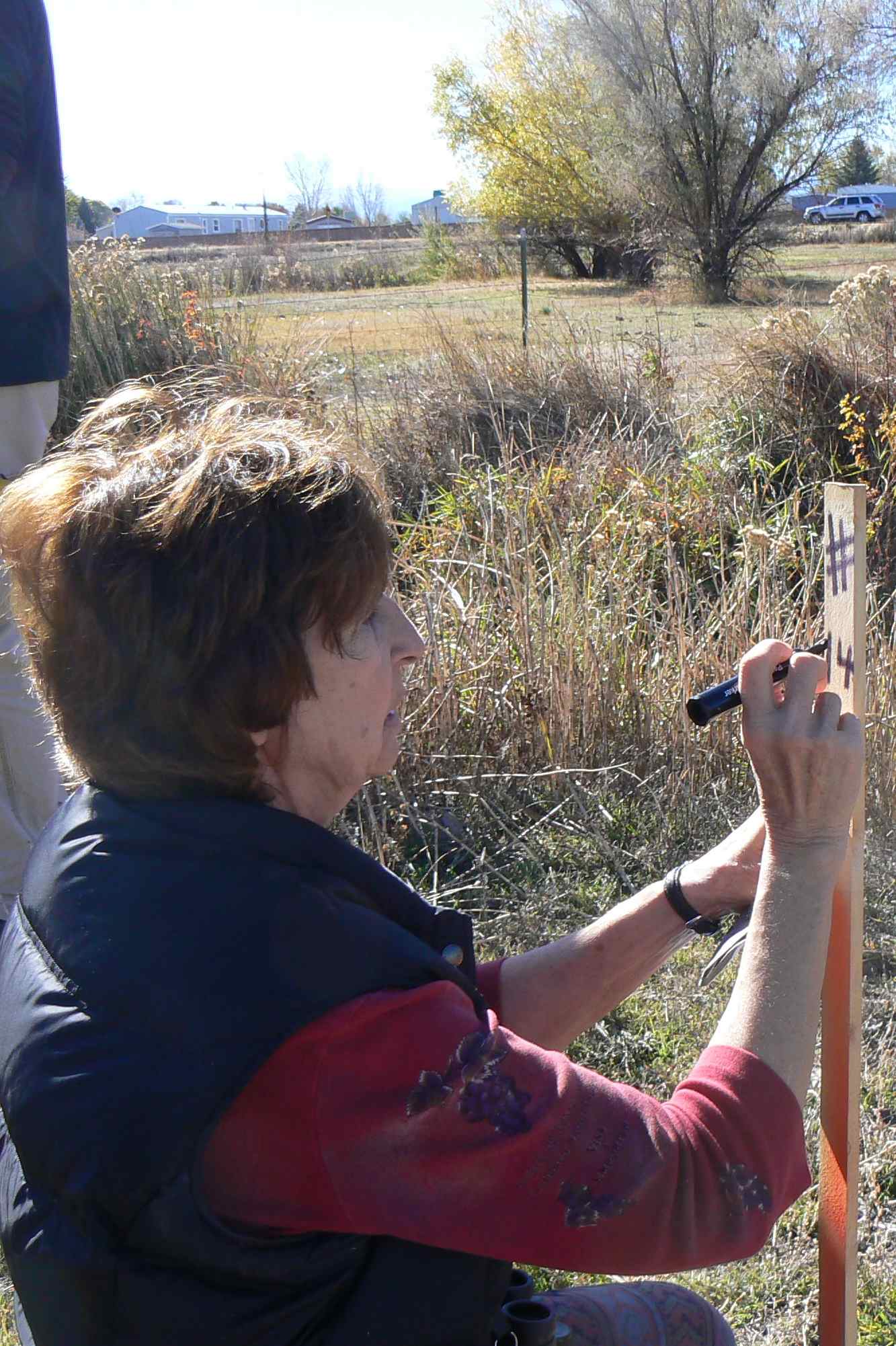 Sandy Beranich marking photo point stake